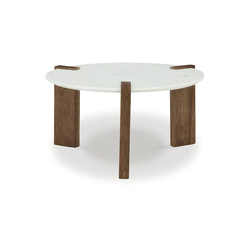 Table basse Isanti blanc/marron - 33L x 33P x 18H