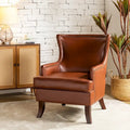 Fauteuil Angeles ergonomique moderne du milieu du siècle en cuir végétalien avec dossier ailé par