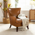 Fauteuil Angeles ergonomique moderne du milieu du siècle en cuir végétalien avec dossier ailé par