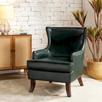 Fauteuil Angeles ergonomique moderne du milieu du siècle en cuir végétalien avec dossier ailé par