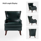 Fauteuil Angeles ergonomique moderne du milieu du siècle en cuir végétalien avec dossier ailé par