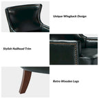 Fauteuil Angeles ergonomique moderne du milieu du siècle en cuir végétalien avec dossier ailé par