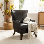 Fauteuil Angeles ergonomique moderne du milieu du siècle en cuir végétalien avec dossier ailé par