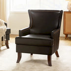 Fauteuil Angeles ergonomique moderne du milieu du siècle en cuir végétalien avec dossier ailé par