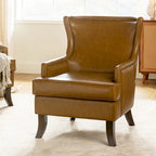 Fauteuil Angeles ergonomique moderne du milieu du siècle en cuir végétalien avec dossier ailé par