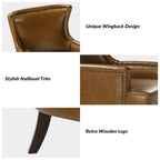 Fauteuil Angeles ergonomique moderne du milieu du siècle en cuir végétalien avec dossier ailé par