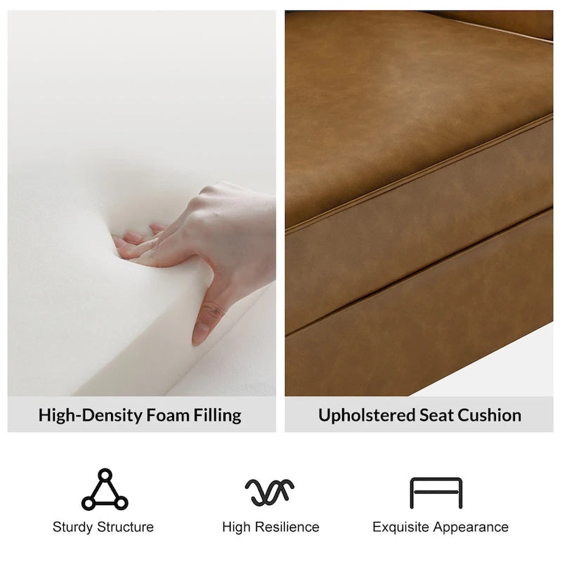 Fauteuil Angeles ergonomique moderne du milieu du siècle en cuir végétalien avec dossier ailé par