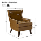 Fauteuil Angeles ergonomique moderne du milieu du siècle en cuir végétalien avec dossier ailé par