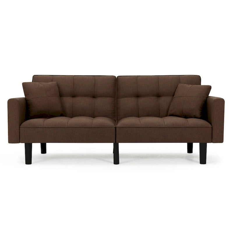 Canapé-lit futon convertible capitonné moderne de 74 po avec 2 oreillers