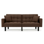 Canapé-lit futon convertible capitonné moderne de 74 po avec 2 oreillers