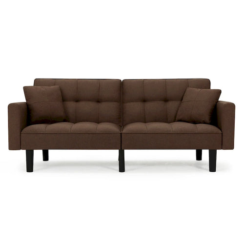 Canapé-lit futon convertible capitonné moderne de 74 po avec 2 oreillers