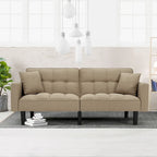 Canapé-lit futon convertible capitonné moderne de 74 po avec 2 oreillers