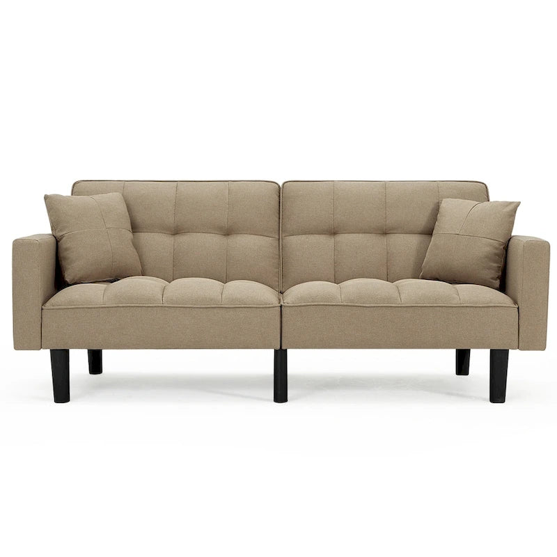 Canapé-lit futon convertible capitonné moderne de 74 po avec 2 oreillers
