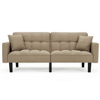 Canapé-lit futon convertible capitonné moderne de 74 po avec 2 oreillers