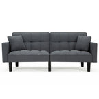 Canapé-lit futon convertible capitonné moderne de 74 po avec 2 oreillers