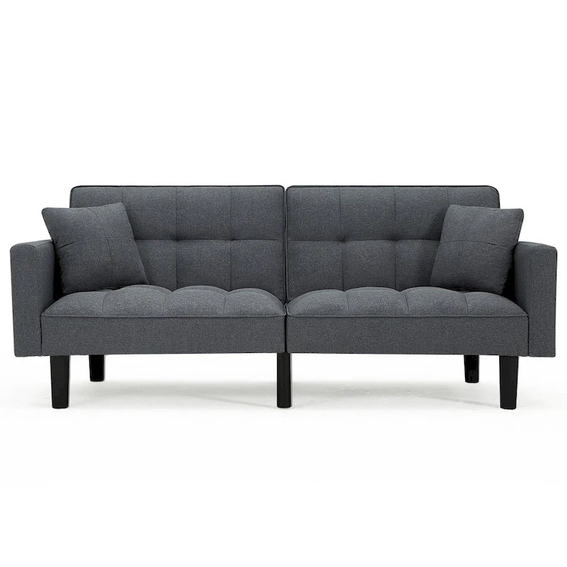 Canapé-lit futon convertible capitonné moderne de 74 po avec 2 oreillers