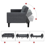 Canapé-lit futon convertible capitonné moderne de 74 po avec 2 oreillers