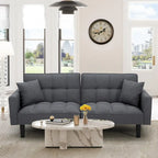 Canapé-lit futon convertible capitonné moderne de 74 po avec 2 oreillers