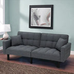 Canapé-lit futon convertible capitonné moderne de 74 po avec 2 oreillers