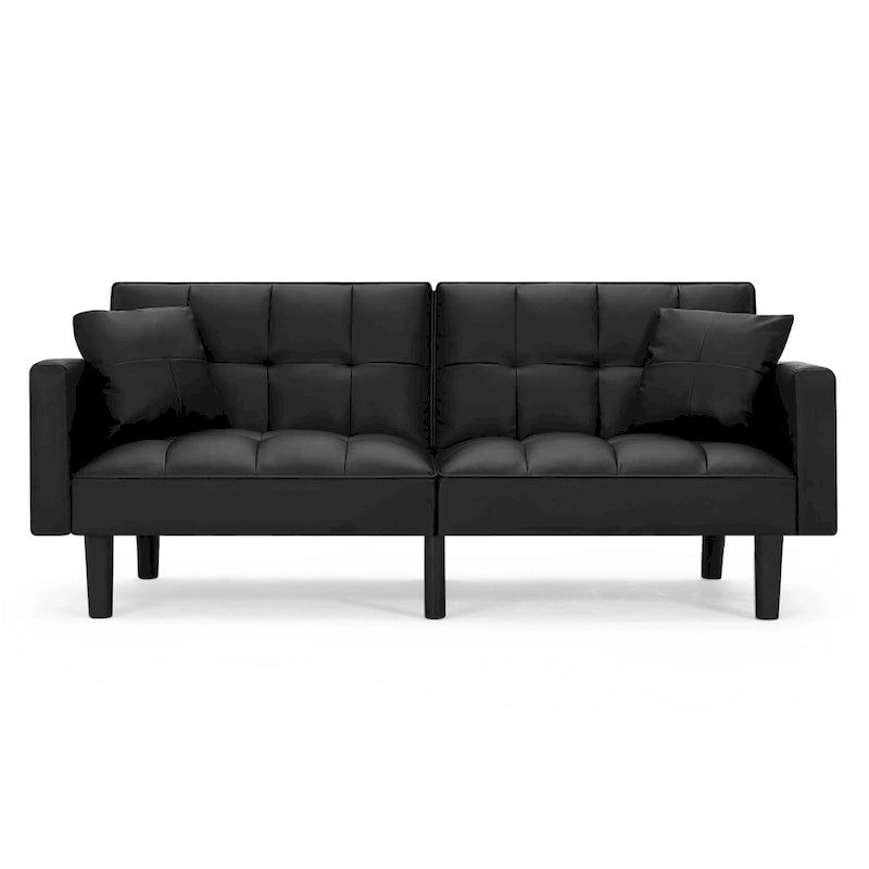 Canapé-lit futon convertible capitonné moderne de 74 po avec 2 oreillers