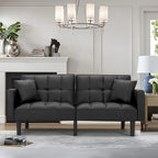 Canapé-lit futon convertible capitonné moderne de 74 po avec 2 oreillers