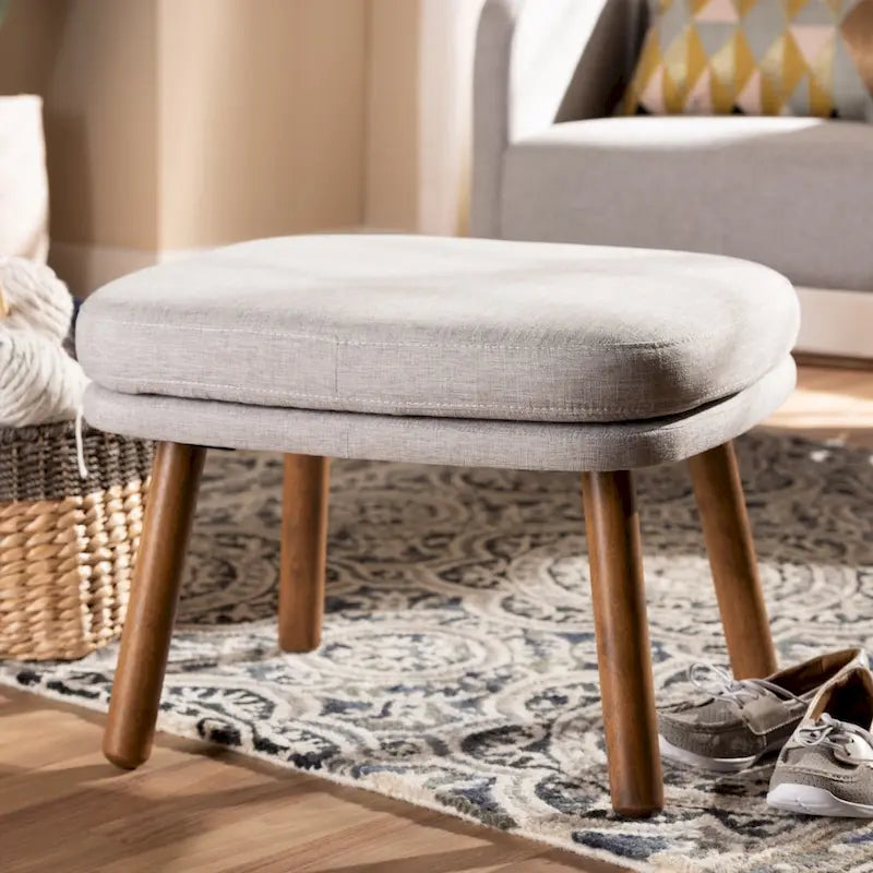 Ottoman de Baxton Studio, rembourré de tissu, de style milieu de siècle