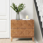 Table de chevet de rangement Ethel Mid-Century à 2 tiroirs avec pieds réglables en bois massif et station de charge par HULALA HOME