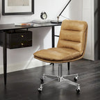 Chaise de bureau en cuir véritable, style Mid-Century Modern