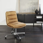 Chaise de bureau en cuir véritable, style Mid-Century Modern