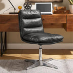 Chaise de bureau en cuir véritable, style Mid-Century Modern