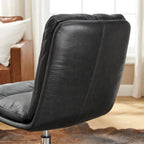 Chaise de bureau en cuir véritable, style Mid-Century Modern