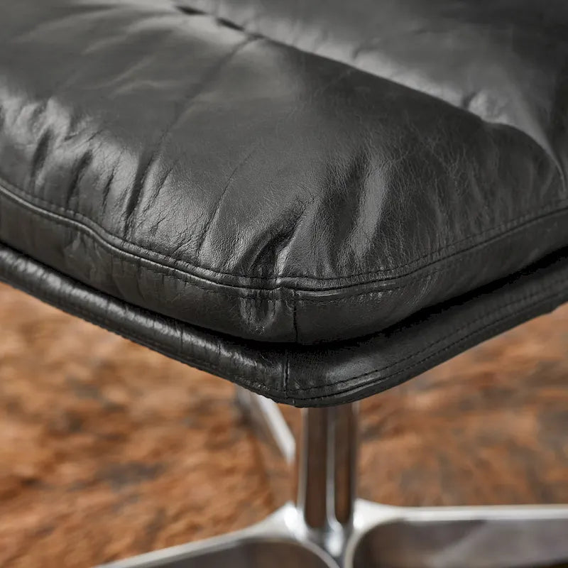 Chaise de bureau en cuir véritable, style Mid-Century Modern