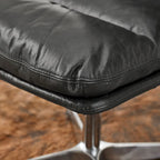 Chaise de bureau en cuir véritable, style Mid-Century Modern