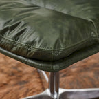 Chaise de bureau en cuir véritable, style Mid-Century Modern