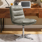 Chaise de bureau en cuir véritable, style Mid-Century Modern
