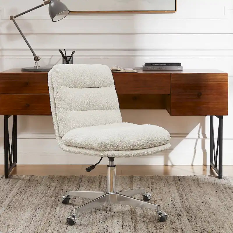 Chaise de bureau en cuir véritable, style Mid-Century Modern