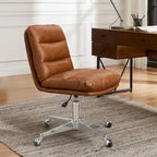 Chaise de bureau en cuir véritable, style Mid-Century Modern