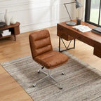 Chaise de bureau en cuir véritable, style Mid-Century Modern