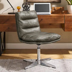 Chaise de bureau en cuir véritable, style Mid-Century Modern