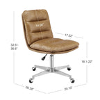 Chaise de bureau en cuir véritable, style Mid-Century Modern