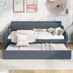 Banquette-lit rembourrée avec lit gigogne et port USB intégré