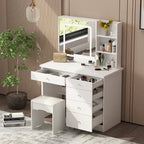 39.4Wide Makeup Vanity Set with Stool and 3 Color Touching Mirror - 39.4W