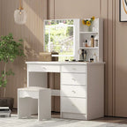 Coiffeuse de 100 cm de large avec tabouret et miroir tactile 3 couleurs - 100 cm de large