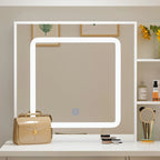 Coiffeuse de 100 cm de large avec tabouret et miroir tactile 3 couleurs - 100 cm de large
