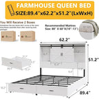 Cadre de lit Queen en bois de style ferme