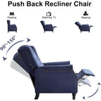Fauteuil inclinable, Fauteuil inclinable en tissu avec décoration rivetée, Fauteuil d'appoint individuel