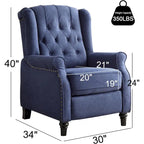 Fauteuil inclinable, Fauteuil inclinable en tissu avec décoration rivetée, Fauteuil d'appoint individuel