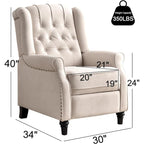 Fauteuil inclinable, Fauteuil inclinable en tissu avec décoration rivetée, Fauteuil d'appoint individuel