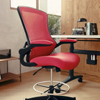Chaise de bureau ergonomique mi-dossier avec repose-pieds réglable et accoudoirs relevables