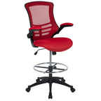 Chaise de bureau ergonomique mi-dossier avec repose-pieds réglable et accoudoirs relevables
